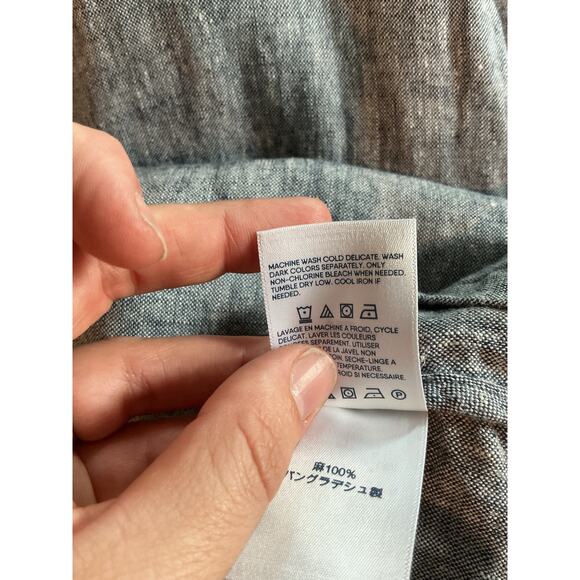 Lands End Womens Chambray Linen Jacket Plus Size 3X Long Chore Coat Transitional - Picture 9 of 10